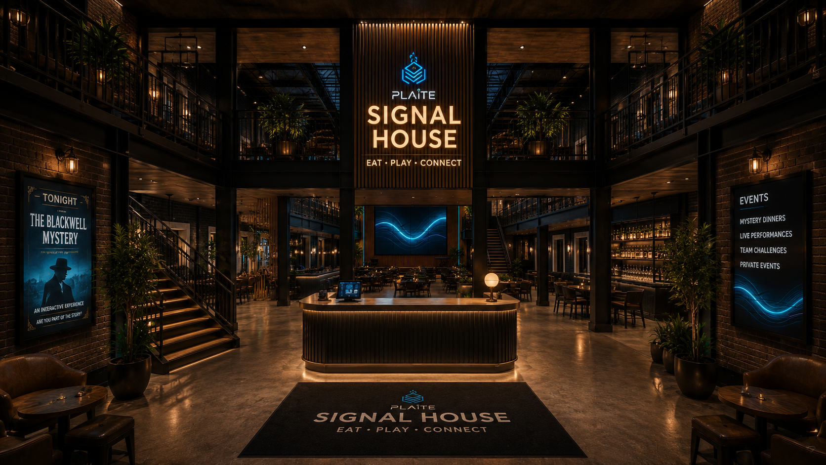 The proposed Signal House entry hall at night